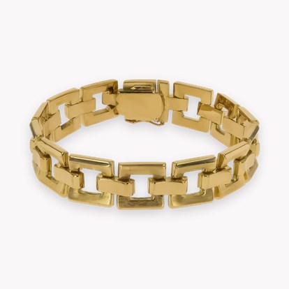 Contemporary Gold Square Link Bracelet in 18ct Yellow Gold