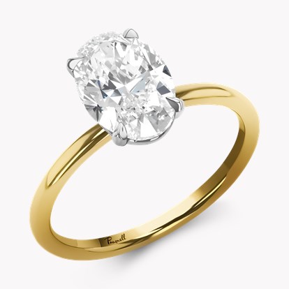 Classic 2.08ct Oval Diamond Solitaire Ring in 18ct Yellow Gold and Platinum