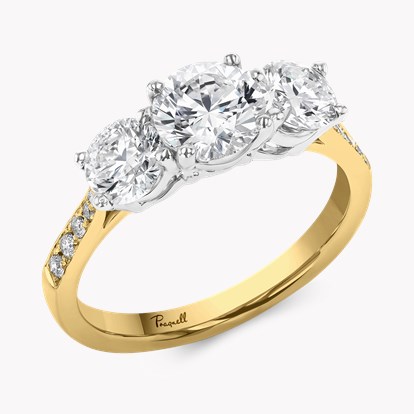 Trilogy 2.01ct Diamond Three Stone Ring in 18ct Yellow Gold and Platinum