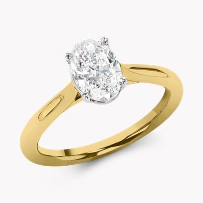 Gaia Oval Cut Diamond Solitaire Ring - 2mm Width in 18ct Yellow Gold and Platinum