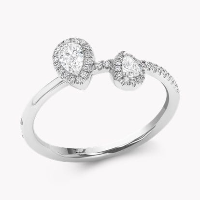 Skinny B Pear Shaped Diamond Ring 0.38ct in White Gold