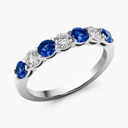 Seven Stone Sapphire and Diamond Ring 1.23ct in Platinum