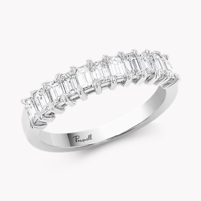 Emerald Cut 0.98ct Diamond Half Eternity Ring in Platinum