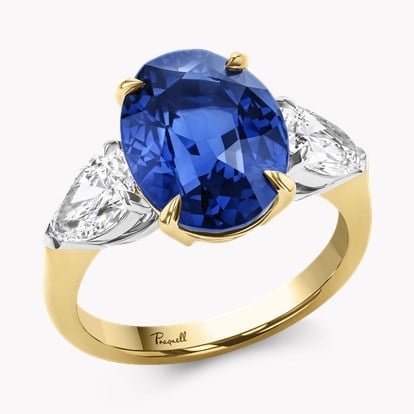 Oval Cut 7.22ct Sri Lankan Sapphire and Diamond Ring in 18ct Yellow Gold