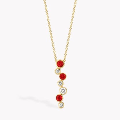 Bubbles Ruby and Diamond Drop Pendant 2.26ct in 18ct Rose Gold