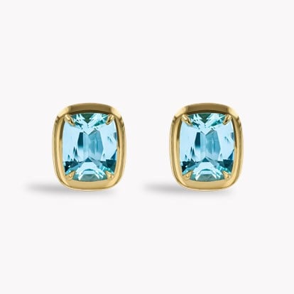 Skimming Stone 4.86ct Aquamarine and Diamond Earrings in 18ct Yellow Gold