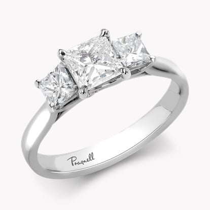 Princess Cut 1.20ct Diamond Three Stone Ring in Platinum in Platinum