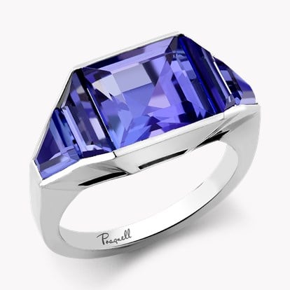 Kingdom Tanzanite Ring - Carre Cut 6.30ct in 18ct White Gold