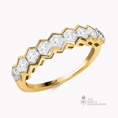 Honeycomb Nine Stone Diamond Ring 1.19ct in 18ct Yellow Gold