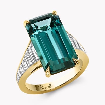 Masterpiece 10.28ct Namibia Tourmaline and Diamond Ring in 18ct Yellow Gold