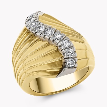 Retro Brilliant Cut Diamond Ring in 18ct Yellow Gold and Platinum