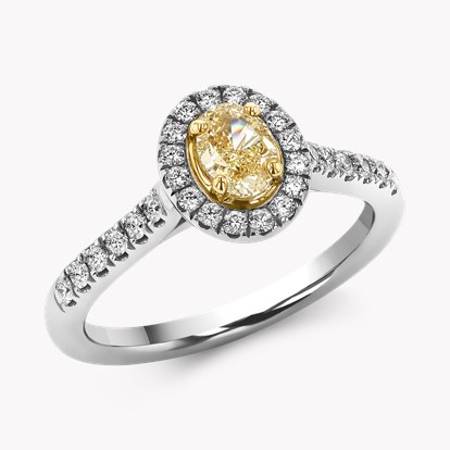 Fancy Yellow Diamond Cluster Ring - 2.2mm Width 0.41ct in Platinum and 18ct Yellow Gold