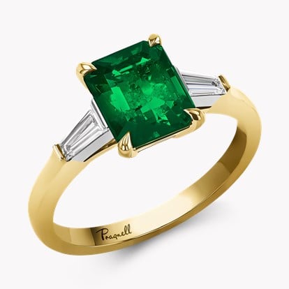 Regency 1.84ct Emerald and Diamond Ring in 18ct Yellow Gold