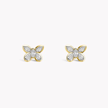 Butterfly Diamond Stud Earrings 0.90ct in Yellow Gold