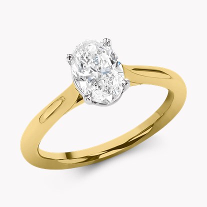 Gaia Oval Cut Diamond Solitaire Ring - 1.7mm Width in 18ct Yellow Gold and Platinum
