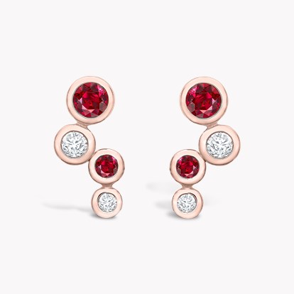 Bubbles Diamond and Ruby Earrings 1.00ct in 18ct Rose Gold