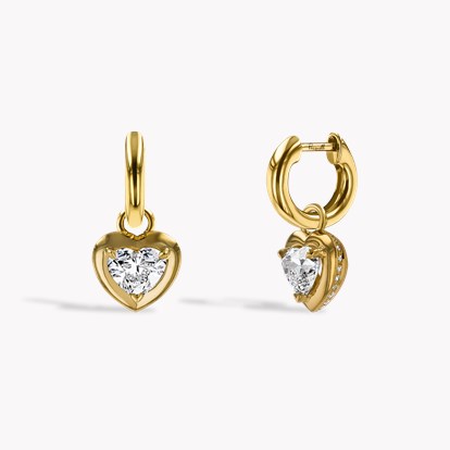 Skimming Stone Heartshape 1.53ct Diamond Drop Earrings in 18ct Yellow Gold