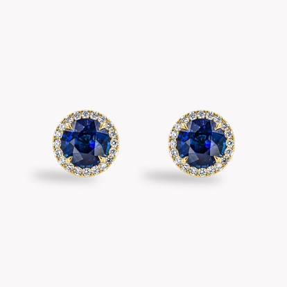 Brilliant Cut 3.01ct Sri Lankan Sapphire and Diamond Earrings in 18ct Yellow Gold