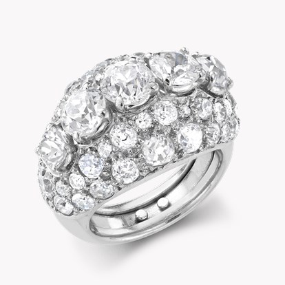 René Boivin Platinum Art Deco Boivin Chevalier Style Diamond Ring - Silver