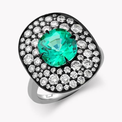 Snowstorm 4.68ct Mint Tourmaline and Diamond Cocktail Ring in 18ct White Gold