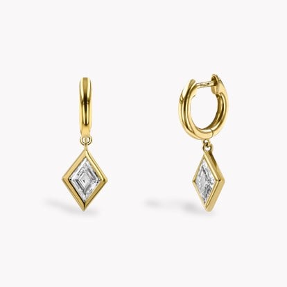 Lozenge Cut 1.13ct Diamond Drop Earrings in 18ct Yellow Gold