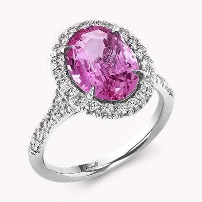 Madagascan Pink Sapphire and Diamond Cluster Ring 3.52ct in 18ct White Gold