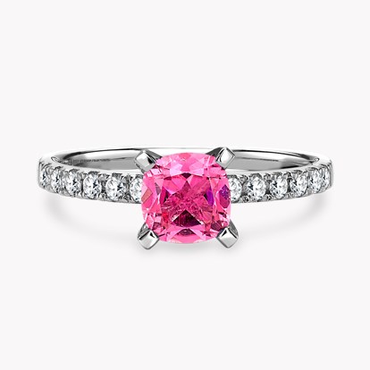 Pink Tourmaline and Diamond Ring 1.21ct in White Gold