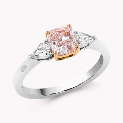 Cushion Cut 1.06ct Fancy Light Pink Diamond Ring in Platinum & 18ct Rose Gold