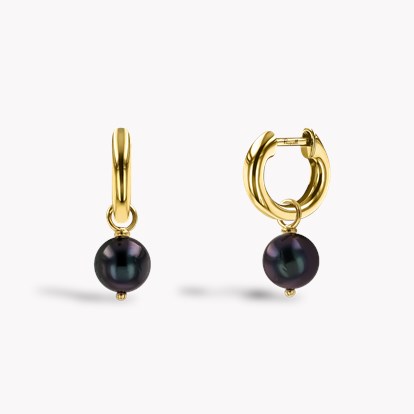 Tahitian Pearl Hoop Earrings in 18ct Yellow Gold 