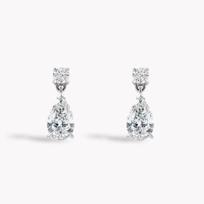 Colourless Pear Diamond Drop Earrings 2.02cts in 18ct White Gold 