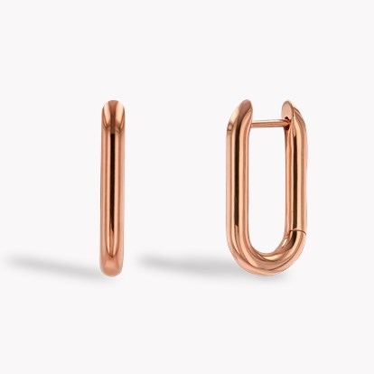 Havana Gold Oval Hoop Earrings in 18ct Rose Gold