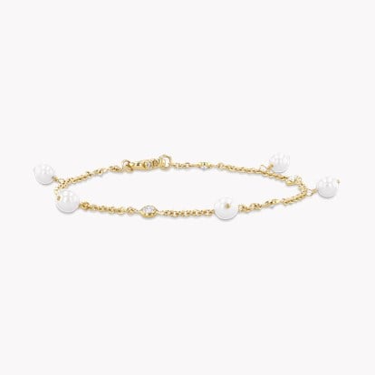 Akoya Pearl and Diamond Bracelet in 18ct Yellow Gold 