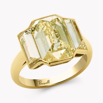 Kingdom 5.25ct Inverted Emerald Cut Diamond Ring in 18ct Yellow Gold