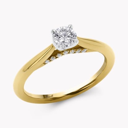 Classic 0.32ct Diamond Solitaire Ring In 18ct Yellow Gold and Platinum