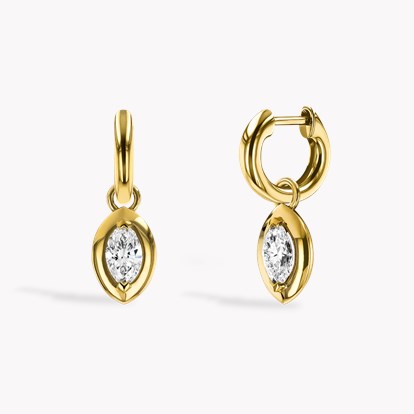 Skimming Stone 1.14ct Marquise Diamond Drop Earrings in 18ct Yellow Gold