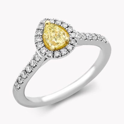 Celestial 0.31ct Fancy Light Yellow Diamond Cluster Ring in Platinum & 18ct Yellow Gold
