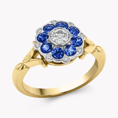 Brilliant Cut Sapphire and Diamond Cluster Ring in 18ct Rose Gold