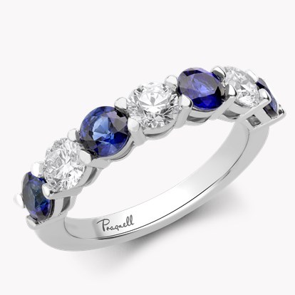 Seven Stone Sapphire and Diamond Ring 2.10ct in Platinum