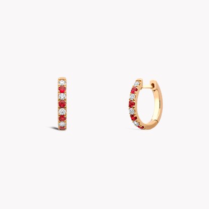 Ruby & Diamond Half Hoop Earrings 0.50ct in 18ct Rose Gold