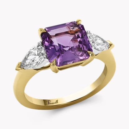 Octagonal Cut 3.54ct Madagascar Sapphire and Diamond Ring in 18ct Yellow Gold and Platinum