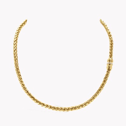 Handmade English Chain 0.28ct Diamond Necklace in 18ct Yellow Gold