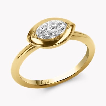 Skimming Stone 0.55ct Marquise Diamond Solitaire Ring in 18ct Yellow Gold