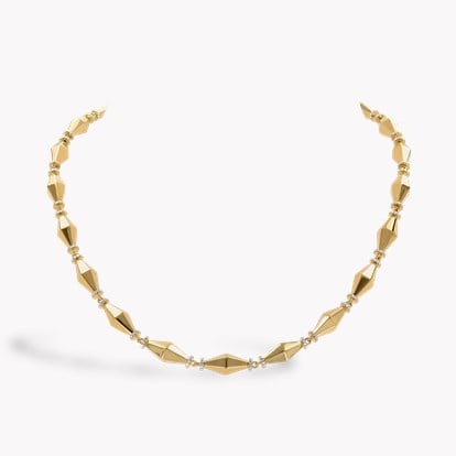 Cleopatra 1.87ct Diamond Gold Faceted Barrel Link Necklace in 18ct Yellow Gold