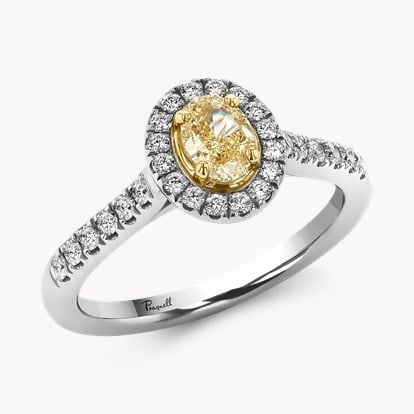 Fancy Yellow Diamond Cluster Ring - 2.2mm Width 0.41ct in Platinum and 18ct Yellow Gold