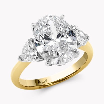 Venus Setting 5.01ct Diamond Three Stone Ring in 18ct Yellow Gold and Platinum