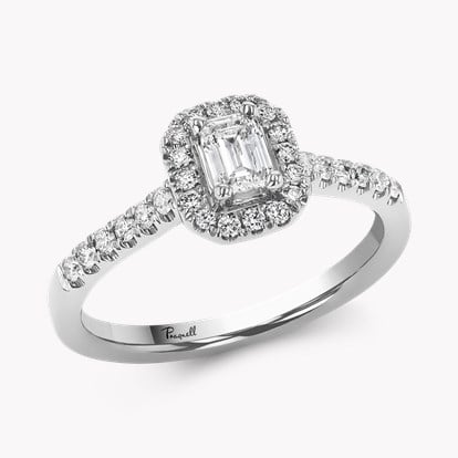 Celestial 0.30ct Emerald Cut Diamond Cluster Ring in Platinum