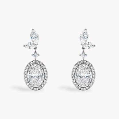 Oval Cut 4.02ct Diamond Drop Earrings in 18ct White Gold