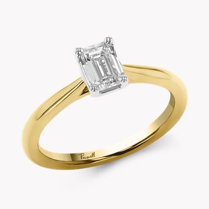 Gaia 0.71ct Emerald Cut Diamond Ring in 18ct Yellow Gold and Platinum