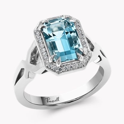 Lukusuzi 2.66ct Aquamarine and Diamond Cluster Ring in Platinum