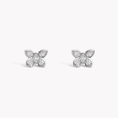 Butterfly Diamond Stud Earrings 0.90ct in White Gold